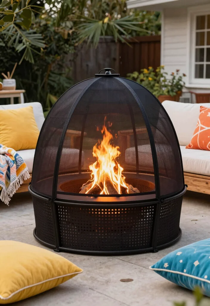 16 Fire Pit Basket Ideas With Industrial Edge 15 16 Fire Pit Basket Ideas With Industrial Edge - 15. Fire Basket with Protective Screen 1