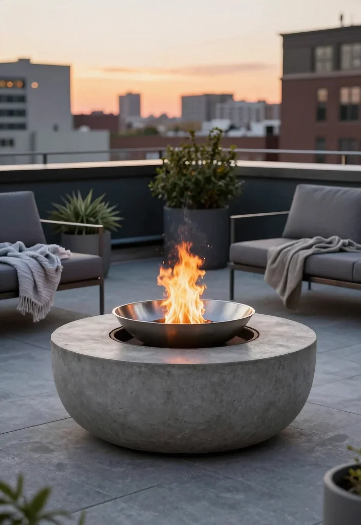 16 Fire Pit Basket Ideas With Industrial Edge 2 16 Fire Pit Basket Ideas With Industrial Edge - 2. Concrete and Fire 1