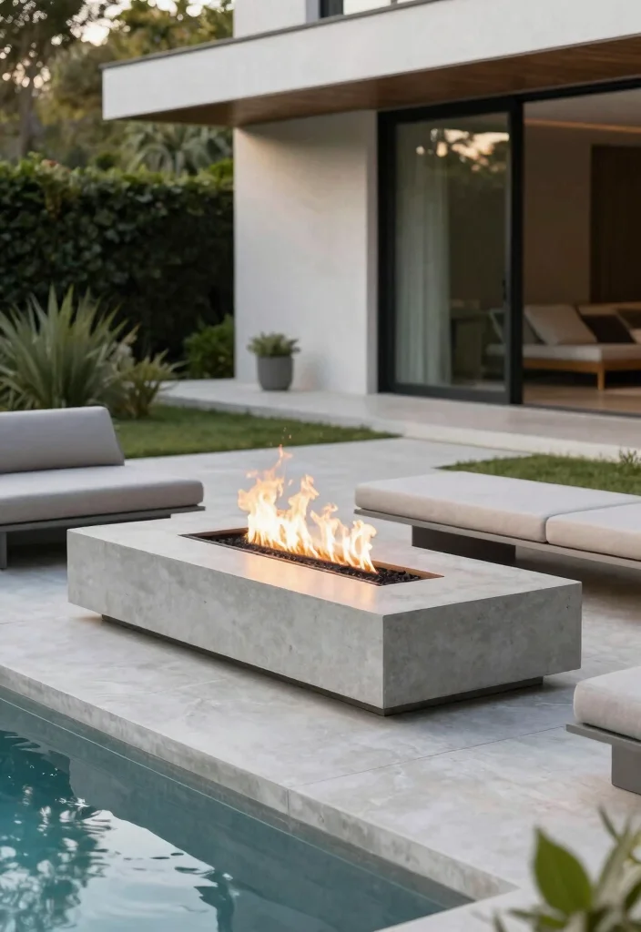 16 Fire Pit Near Pool Ideas With Resort Vibes 1 16 Fire Pit Near Pool Ideas With Resort Vibes - 1. Modern Minimalist Fire Pit 1