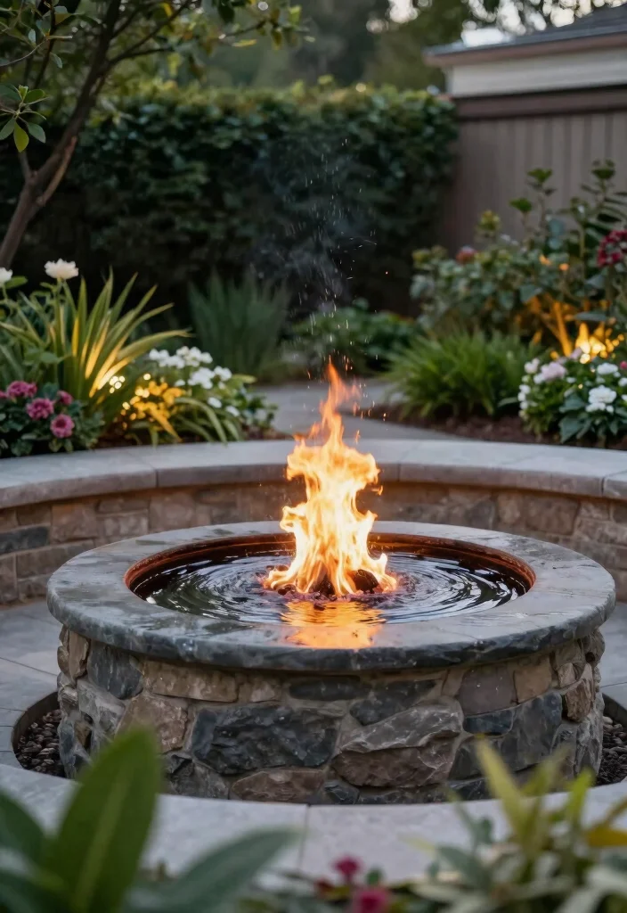 16 Fire Pit Near Pool Ideas With Resort Vibes 10 16 Fire Pit Near Pool Ideas With Resort Vibes - 10. Fire Pit with Water Feature 1