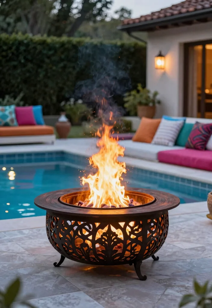 16 Fire Pit Near Pool Ideas With Resort Vibes 15 16 Fire Pit Near Pool Ideas With Resort Vibes - 15. Artistic Fire Pit Design 1