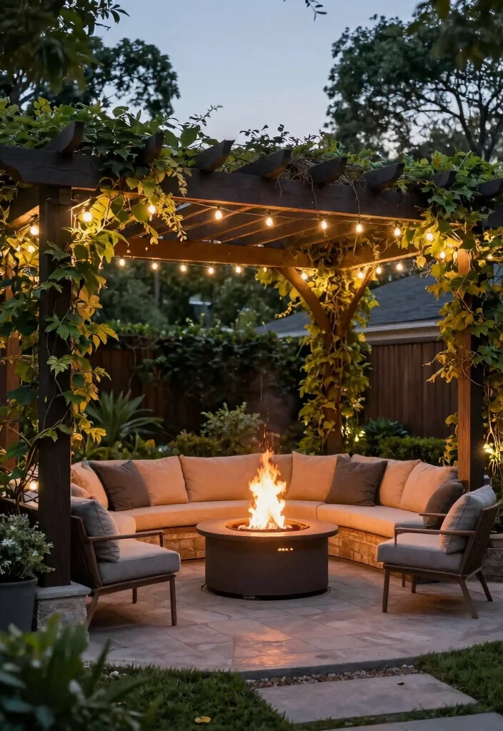 16 Fire Pit Near Pool Ideas With Resort Vibes 9 16 Fire Pit Near Pool Ideas With Resort Vibes - 9. Fire Pit with Pergola 1