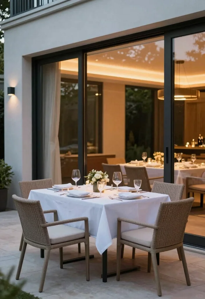 16 Large Sliding Glass Doors Patio Ideas That Blur Indoors & Out 14 16 Large Sliding Glass Doors Patio Ideas That Blur Indoors & Out - 14. Luxurious Outdoor Dining 1