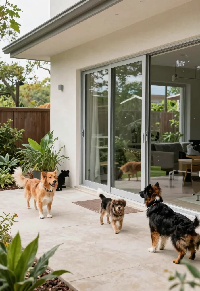 16 Large Sliding Glass Doors Patio Ideas That Blur Indoors & Out 15 16 Large Sliding Glass Doors Patio Ideas That Blur Indoors & Out - 15. Pet-Friendly Designs 1