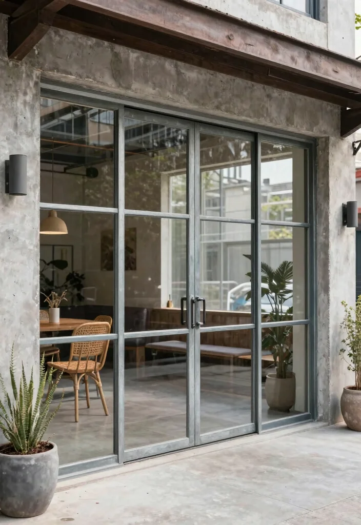 16 Large Sliding Glass Doors Patio Ideas That Blur Indoors & Out 4 16 Large Sliding Glass Doors Patio Ideas That Blur Indoors & Out - 4. Modern Industrial Fusion 1