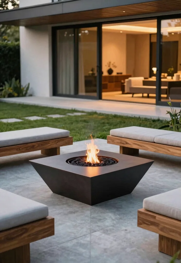 16 Modern Fire Pit Ideas With Clean Contemporary Style - 1. Geometric Steel Fire Pit 1