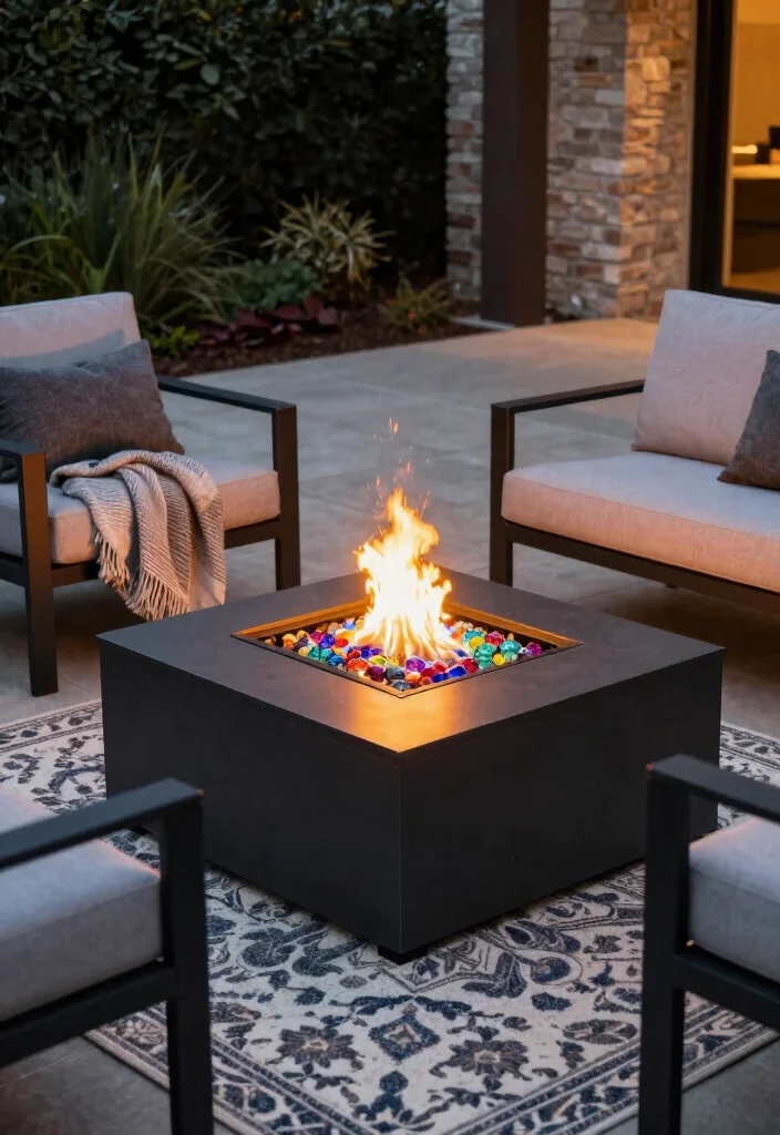 16 Modern Fire Pit Ideas With Clean Contemporary Style - 10. Fire Pit with Stylish Accessories 1
