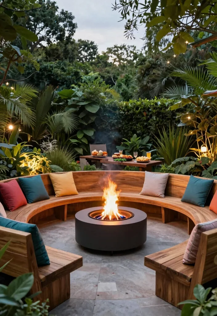16 Modern Fire Pit Ideas With Clean Contemporary Style - 5. Fire Pit with Built-in Seating 1