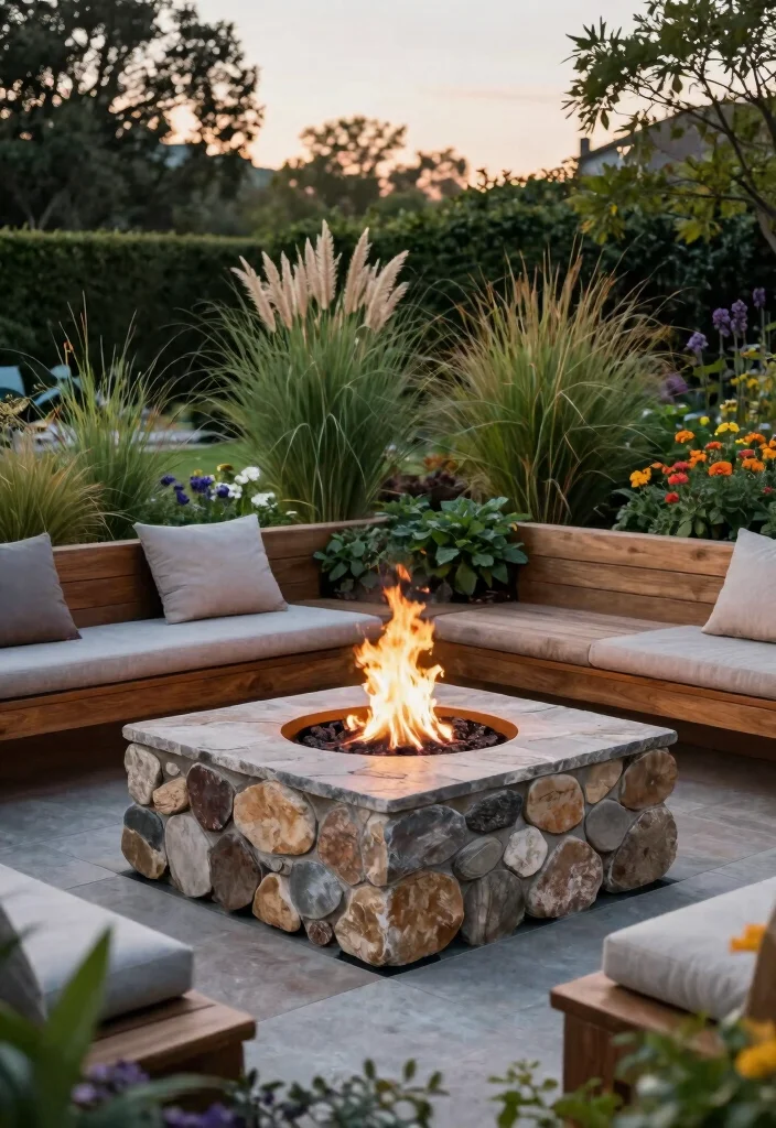 16 Modern Fire Pit Ideas With Clean Contemporary Style - 7. Modern Stone Fire Pit 1