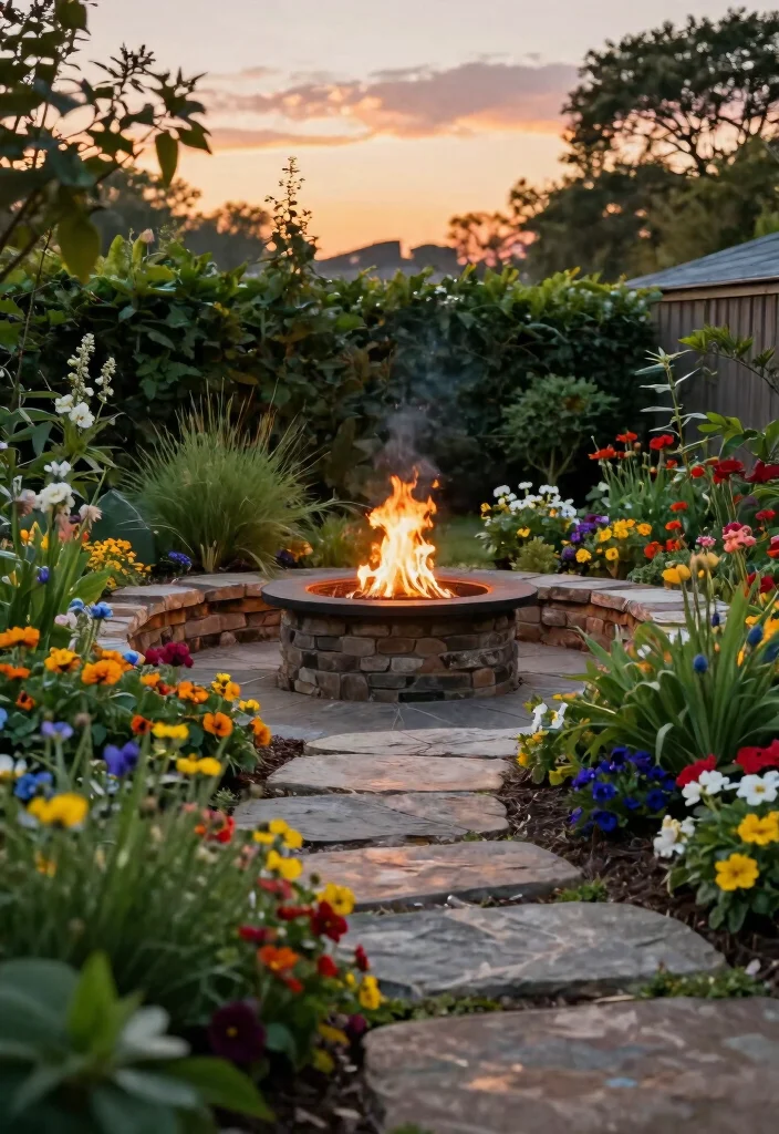16 Modern Fire Pit Ideas With Clean Contemporary Style - 9. Fire Pit with Surrounding Garden 1