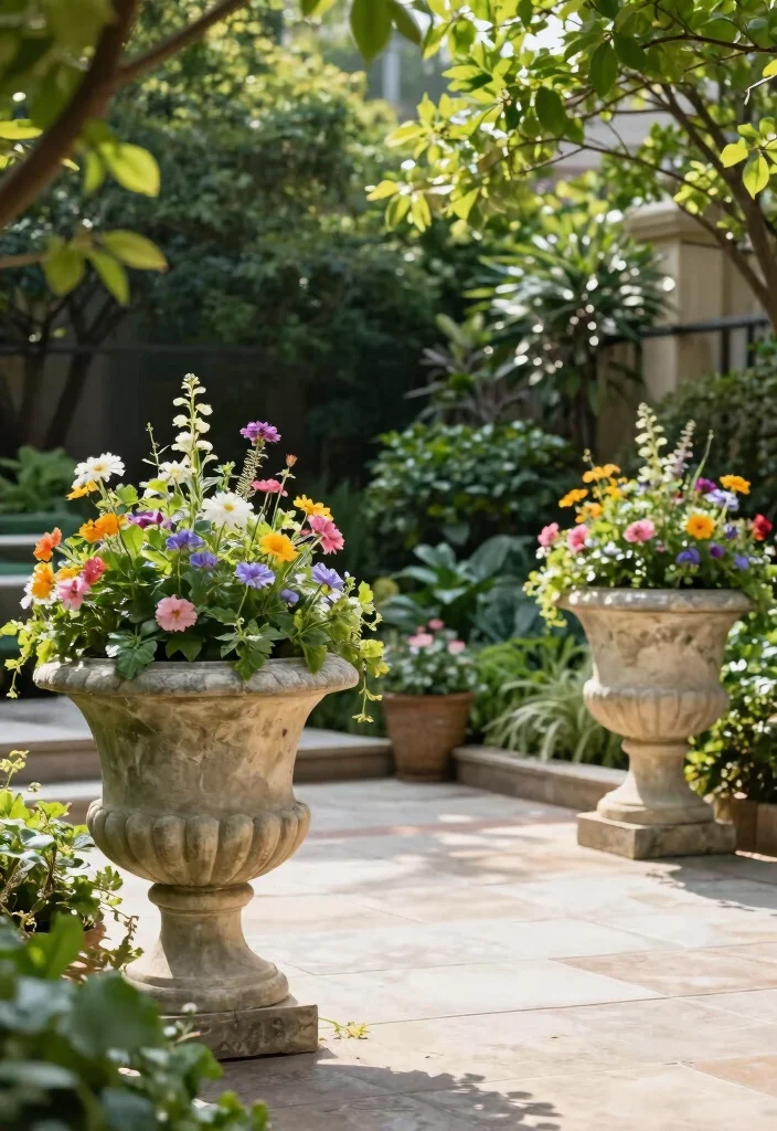 16 Patio Planter Ideas That Add Instant Color - 11. Stone Planters 1