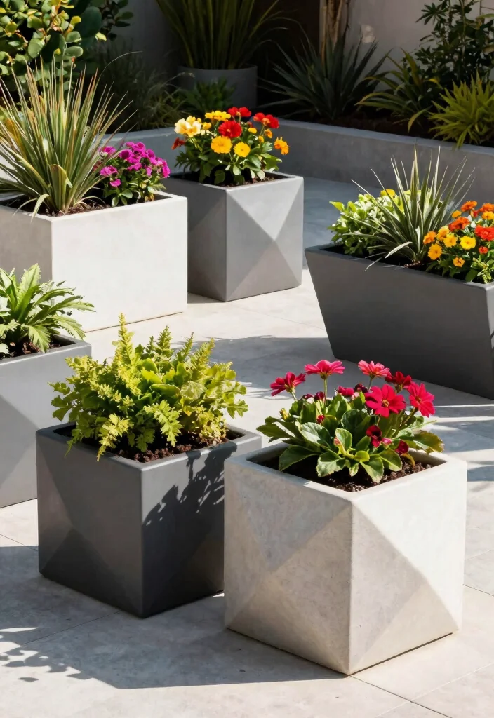 16 Patio Planter Ideas That Add Instant Color - 13. Geometric Planters 1