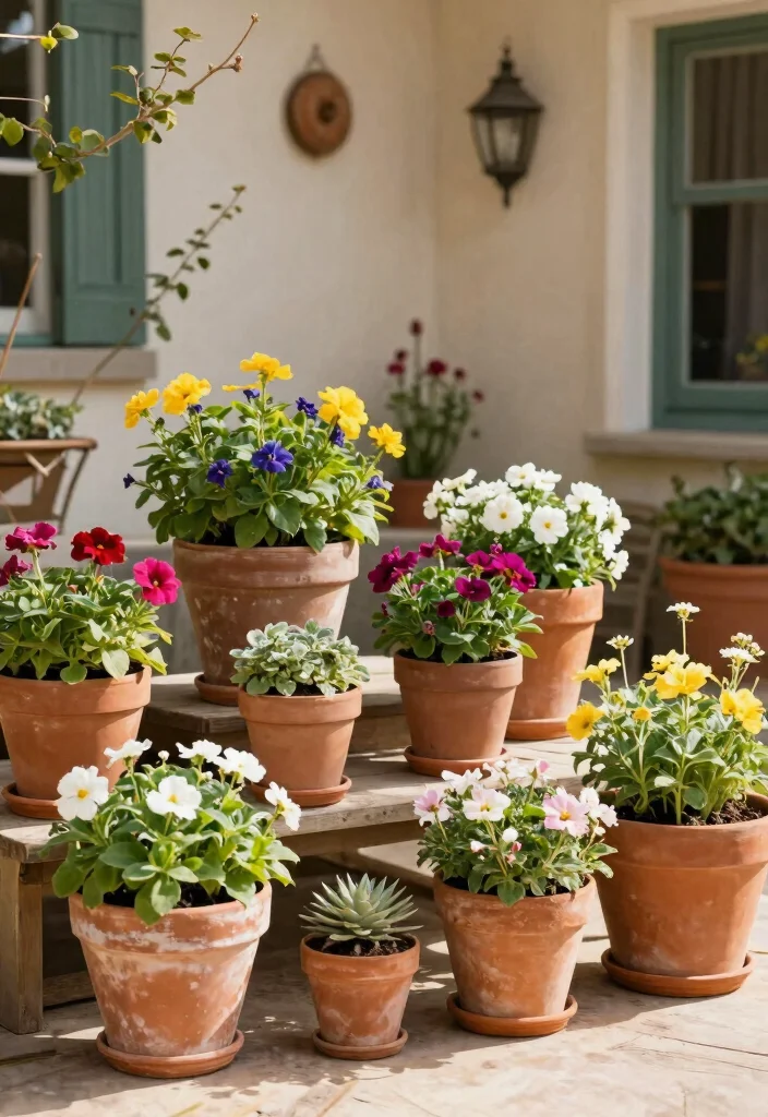 16 Patio Planter Ideas That Add Instant Color - 14. Terracotta Pot Collection 1