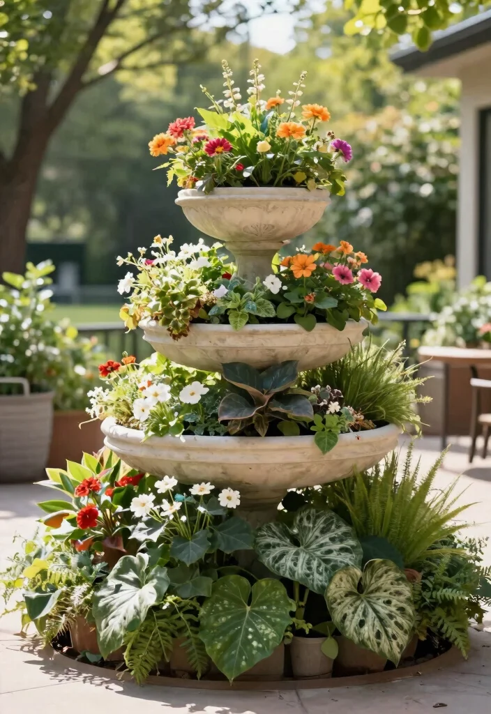 16 Patio Planter Ideas That Add Instant Color - 6. Tiered Planters 1