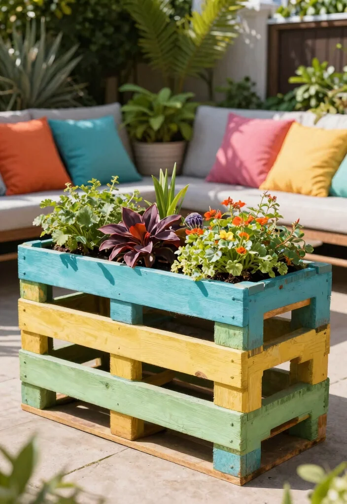 16 Patio Planter Ideas That Add Instant Color - 8. DIY Pallet Planters 1
