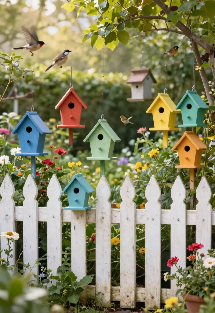 16 Picket Fence Decor Ideas With Charming Details 11 16 Picket Fence Decor Ideas With Charming Details - 11. Birdhouses 1