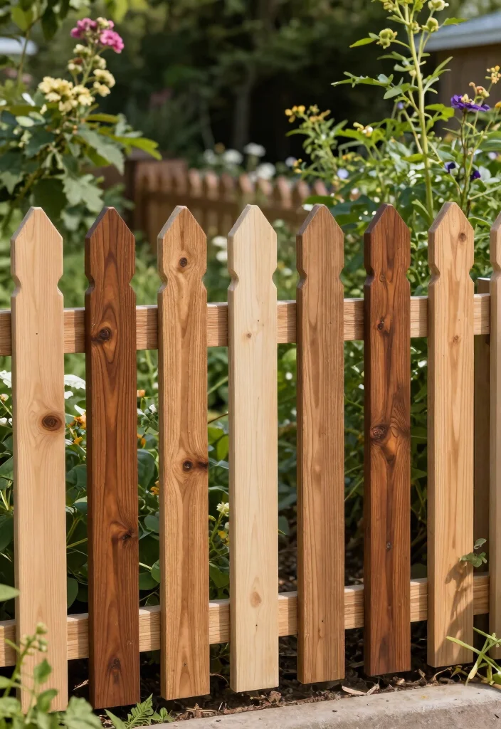 16 Picket Fence Decor Ideas With Charming Details 12 16 Picket Fence Decor Ideas With Charming Details - 12. Treated Wood Accents 1