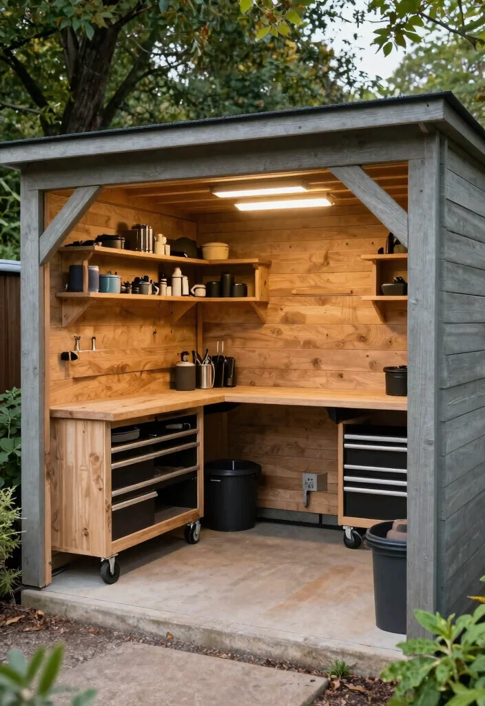 16 Shed With Porch Ideas That Feel Cozy & Practical 12 16 Shed With Porch Ideas That Feel Cozy & Practical - 12. Workshop for DIY Projects 1