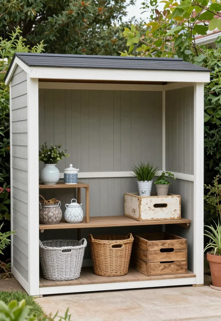 16 Shed With Porch Ideas That Feel Cozy & Practical 14 16 Shed With Porch Ideas That Feel Cozy & Practical - 14. Stylish Storage Solution 1