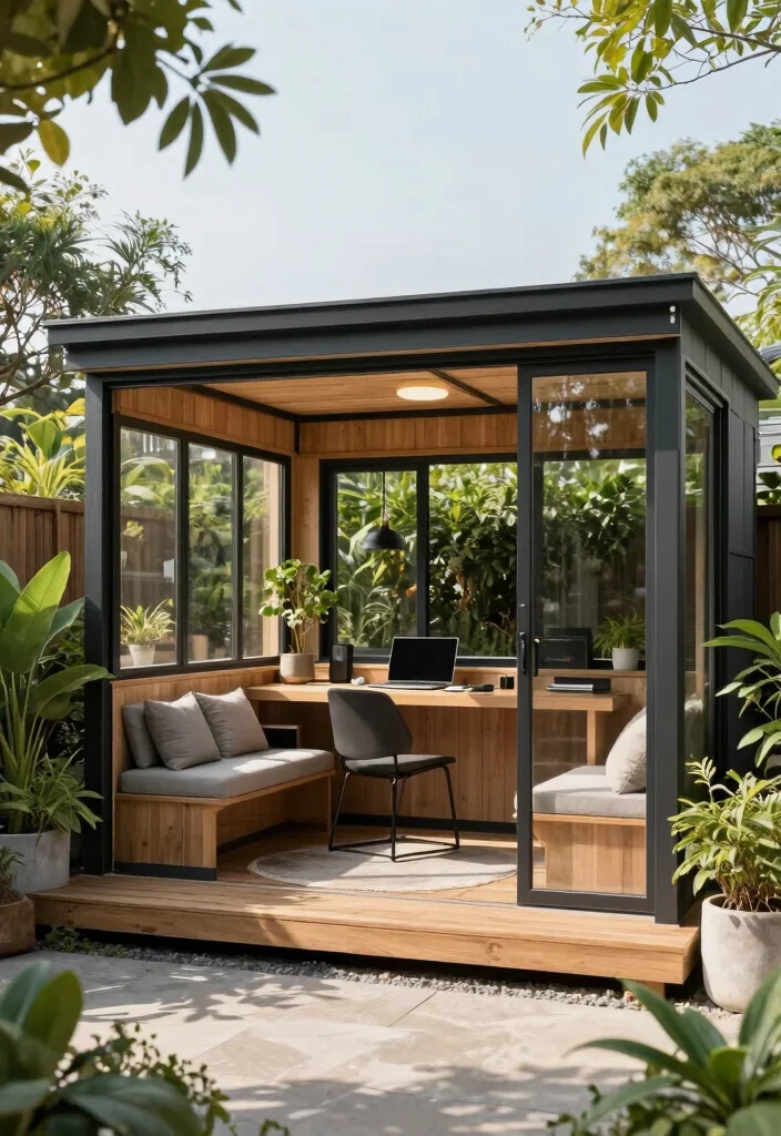 16 Shed With Porch Ideas That Feel Cozy & Practical 16 16 Shed With Porch Ideas That Feel Cozy & Practical - 16. Garden Office Retreat 1