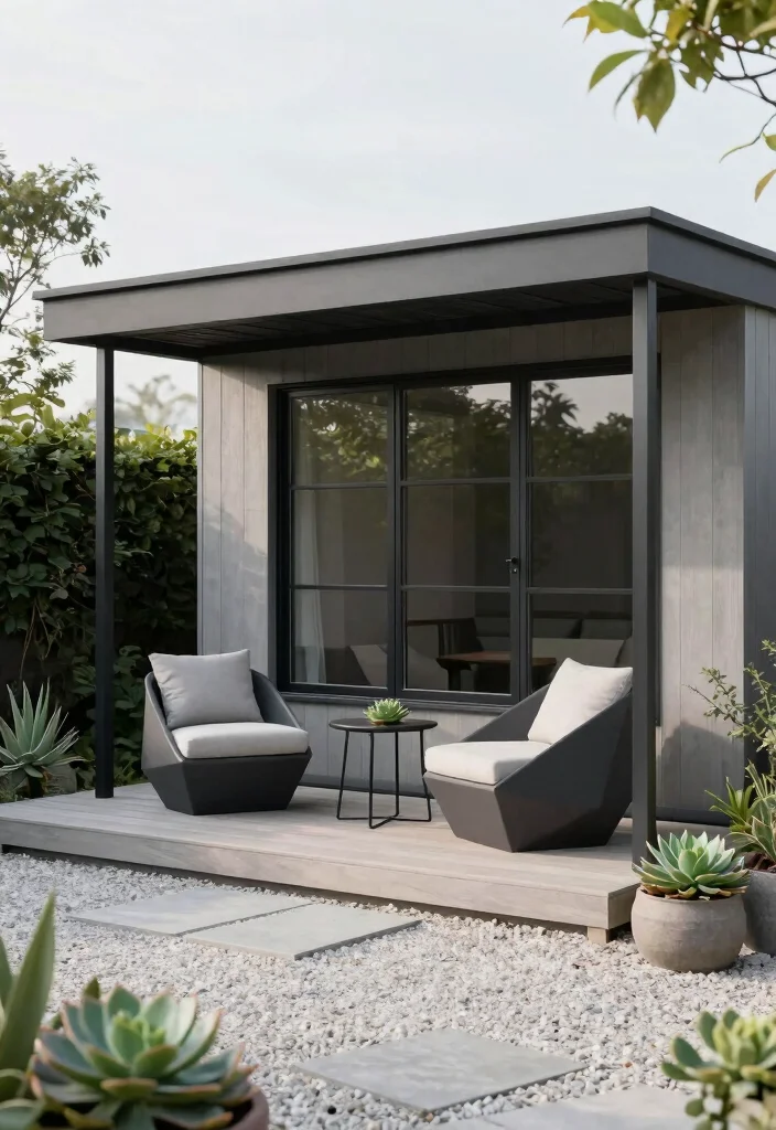 16 Shed With Porch Ideas That Feel Cozy & Practical 2 16 Shed With Porch Ideas That Feel Cozy & Practical - 2. Modern Minimalist Design 1