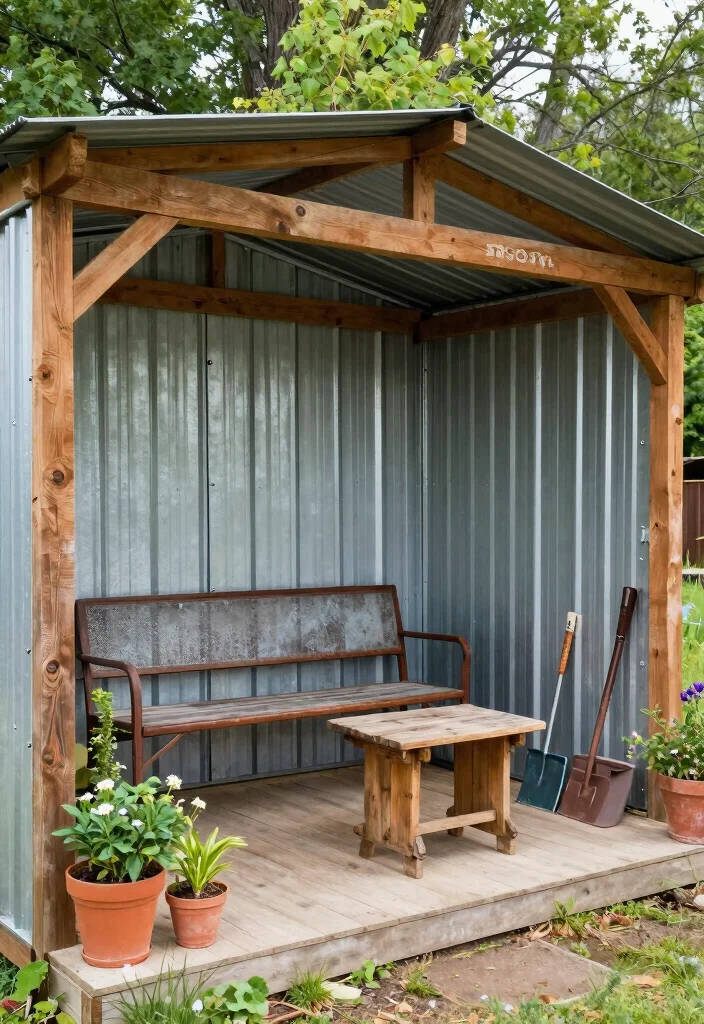 16 Shed With Porch Ideas That Feel Cozy & Practical 4 16 Shed With Porch Ideas That Feel Cozy & Practical - 4. Rustic Industrial Fusion 1
