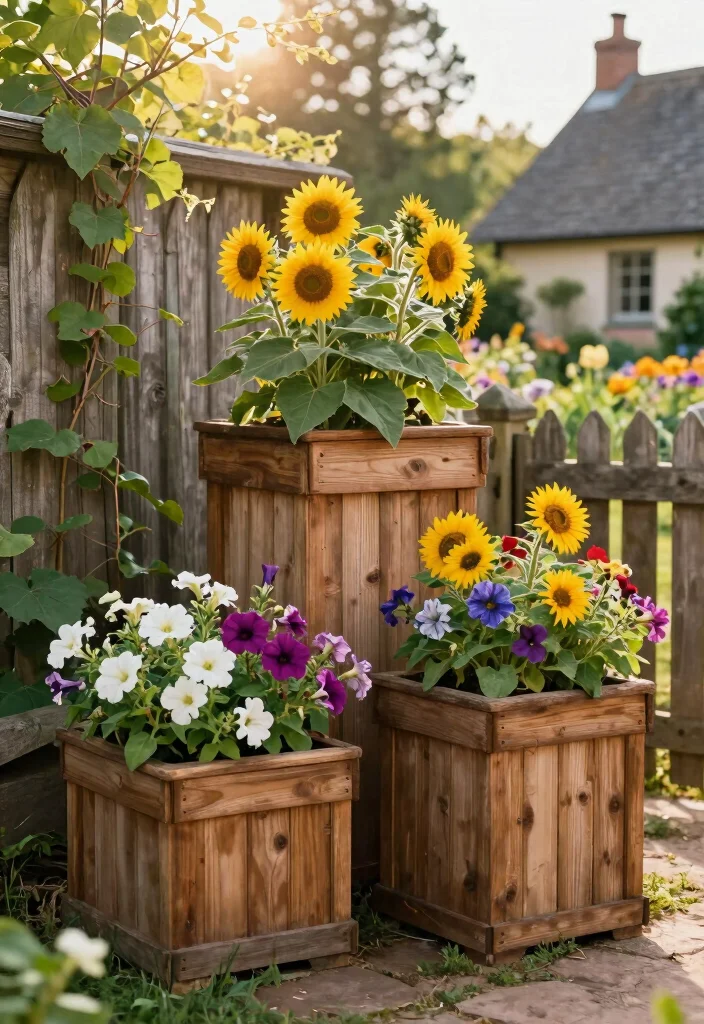 16 Tall Planter Boxes Ideas That Add Height & Drama - 1. Rustic Wooden Tall Planter Boxes 1