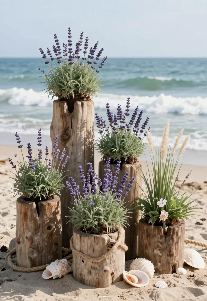 16 Tall Planter Boxes Ideas That Add Height & Drama - 11. Coastal-Themed Tall Planters 1