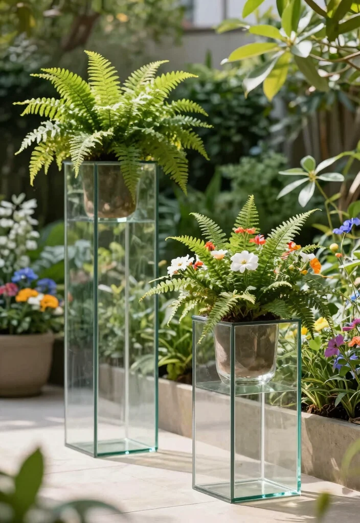 16 Tall Planter Boxes Ideas That Add Height & Drama - 12. Elegant Glass Tall Planter Boxes 1
