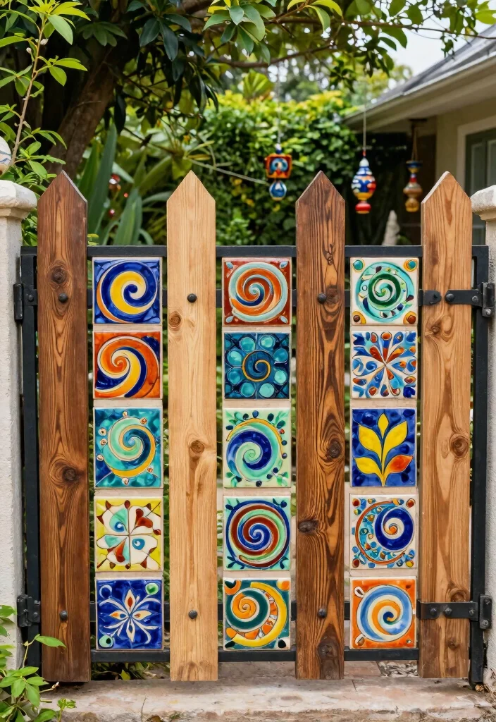 16 Wood and Metal Fence Ideas With Modern Contrast 4 16 Wood and Metal Fence Ideas With Modern Contrast - 4. Artistic Approach 1