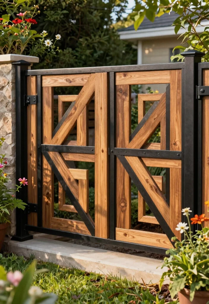 16 Wood and Metal Fence Ideas With Modern Contrast 8 16 Wood and Metal Fence Ideas With Modern Contrast - 8. Geometric Patterns 1