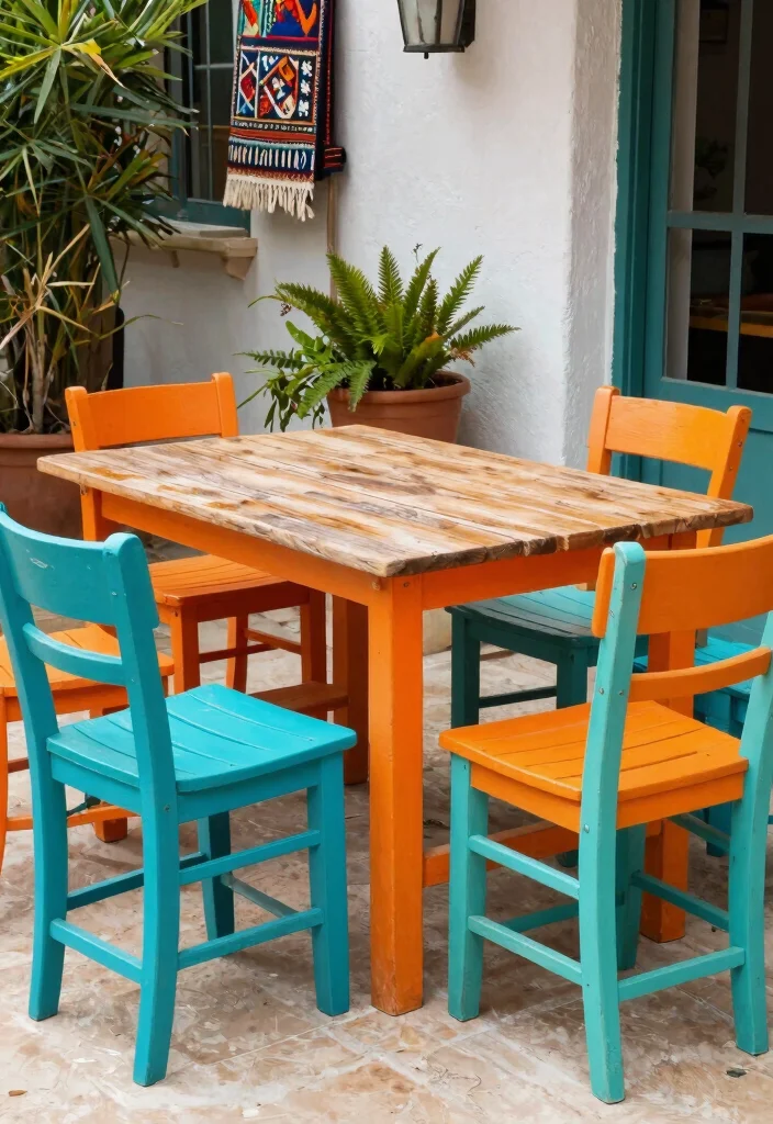 17 Colorful Patio Decor Ideas That Pop Beautifully 11 17 Colorful Patio Decor Ideas That Pop Beautifully - 11. Brightly Painted Furniture 1