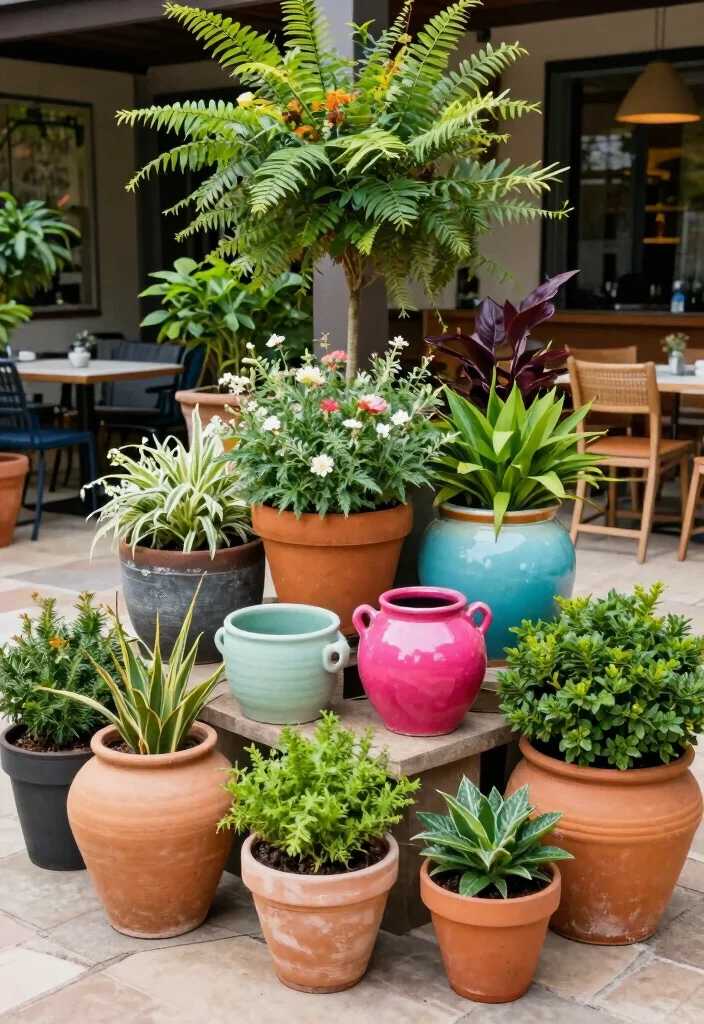 17 Colorful Patio Decor Ideas That Pop Beautifully 12 17 Colorful Patio Decor Ideas That Pop Beautifully - 12. Eclectic Planter Arrangements 1