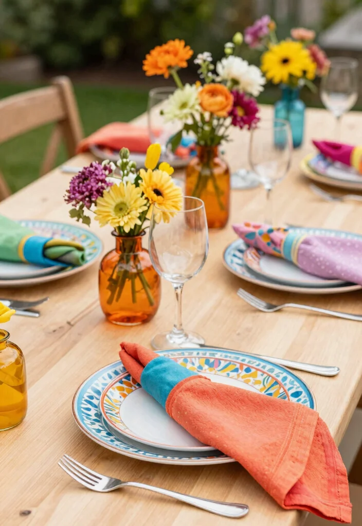 17 Colorful Patio Decor Ideas That Pop Beautifully 13 17 Colorful Patio Decor Ideas That Pop Beautifully - 13. Creative Table Settings 1