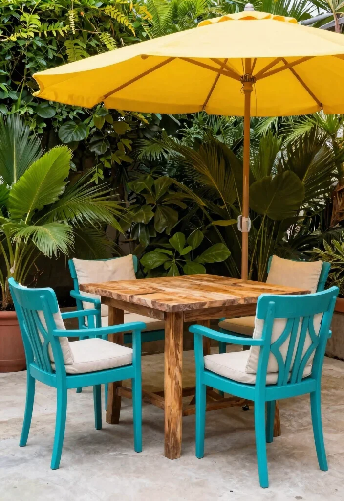 17 Colorful Patio Decor Ideas That Pop Beautifully 4 17 Colorful Patio Decor Ideas That Pop Beautifully - 4. Bold Colored Furniture 1