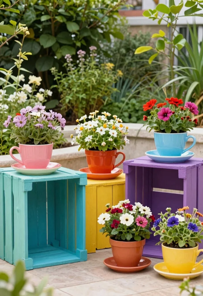 17 Colorful Patio Decor Ideas That Pop Beautifully 5 17 Colorful Patio Decor Ideas That Pop Beautifully - 5. Creative Potting Ideas 1