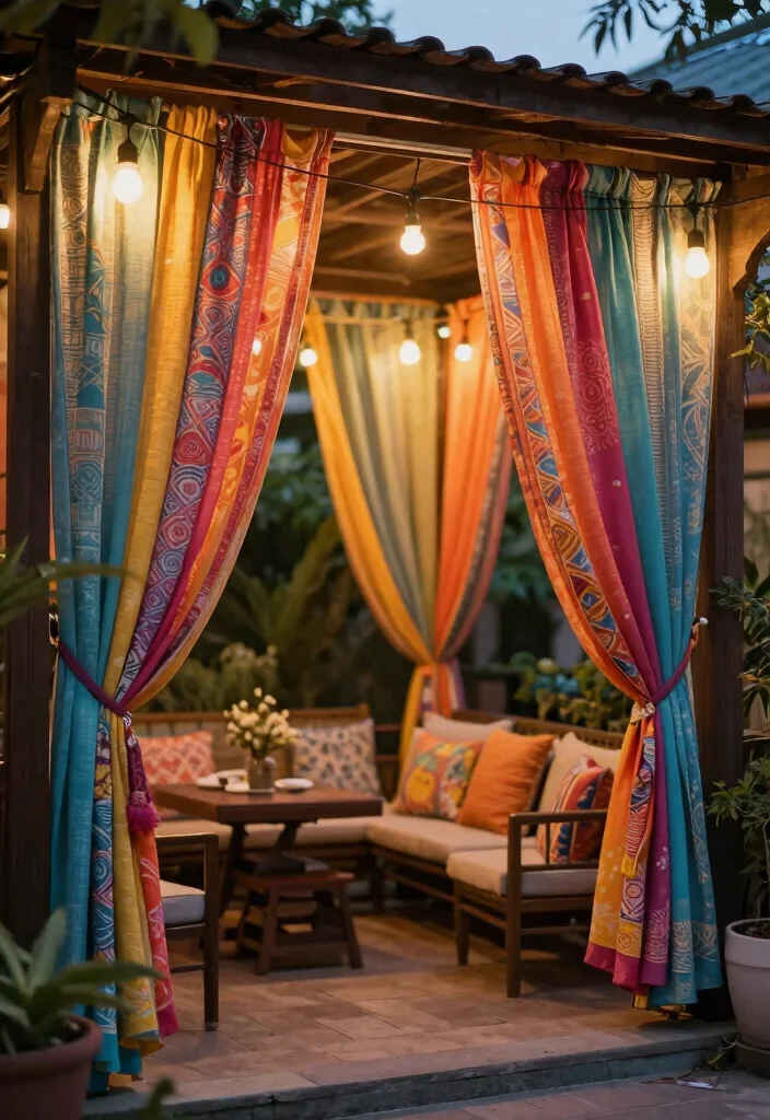 17 Colorful Patio Decor Ideas That Pop Beautifully 6 17 Colorful Patio Decor Ideas That Pop Beautifully - 6. Colorful Outdoor Curtains 1