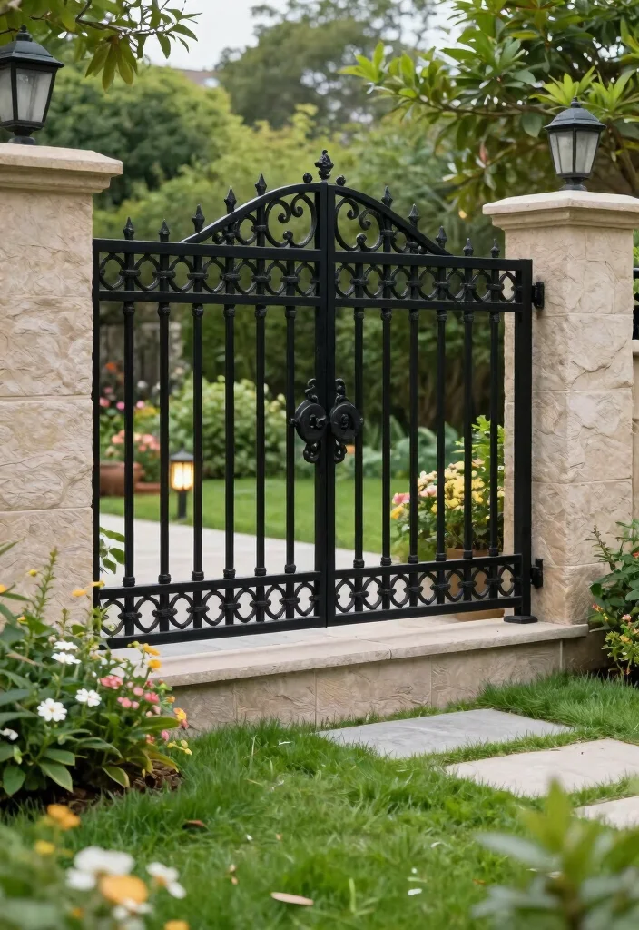 17 Fence Ideas Backyard Homeowners Will Love - 4. Wrought Iron Fencing for Timeless Elegance 1
