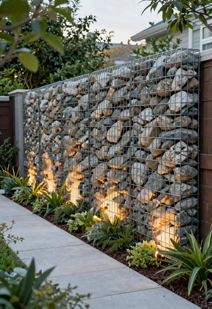 17 Fence Ideas Backyard Homeowners Will Love - 6. Gabion Fencing for an Industrial Touch 1