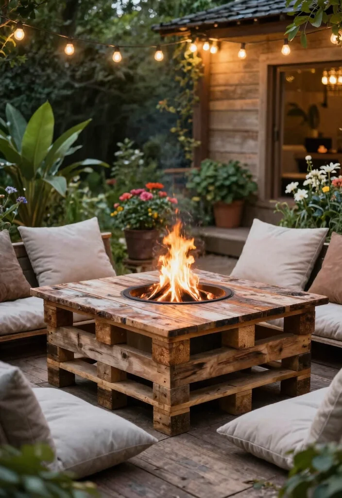 17 Fire Pit Outdoor Ideas for Cozy Backyard Nights - 1. Reclaimed Wood Fire Pit Table 1