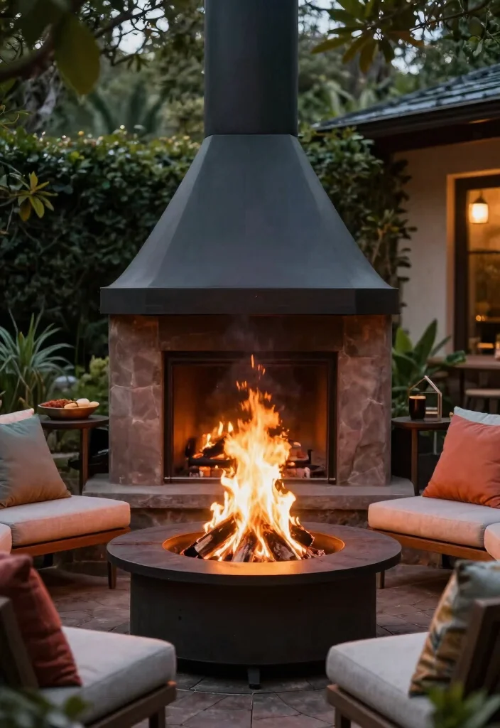 17 Fire Pit Outdoor Ideas for Cozy Backyard Nights - 12. Fire Pit with Wind Guard 1