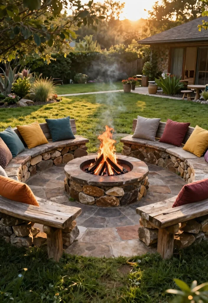 17 Fire Pit Outdoor Ideas for Cozy Backyard Nights - 2. Eco-Conscious Stone Circle Fire Pit 1