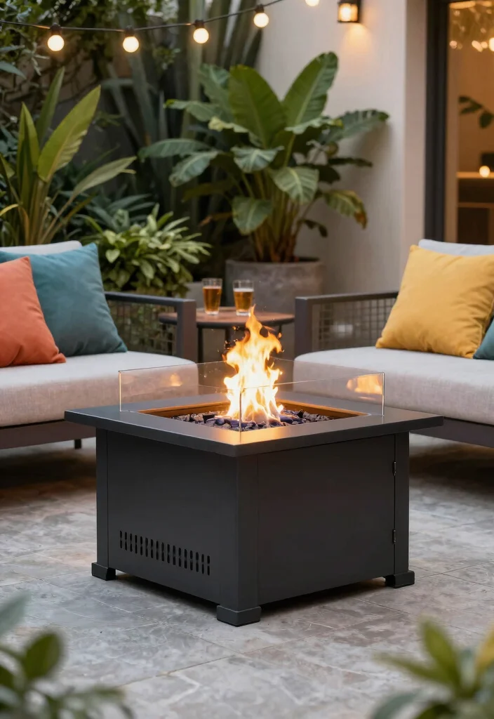 17 Fire Pit Outdoor Ideas for Cozy Backyard Nights - 8. Portable Fire Pit on a Patio 1