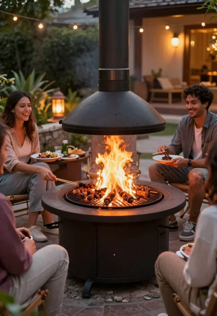 17 Fire Pit Outdoor Ideas for Cozy Backyard Nights - 9. Fire Pit with Built-in Grill 1