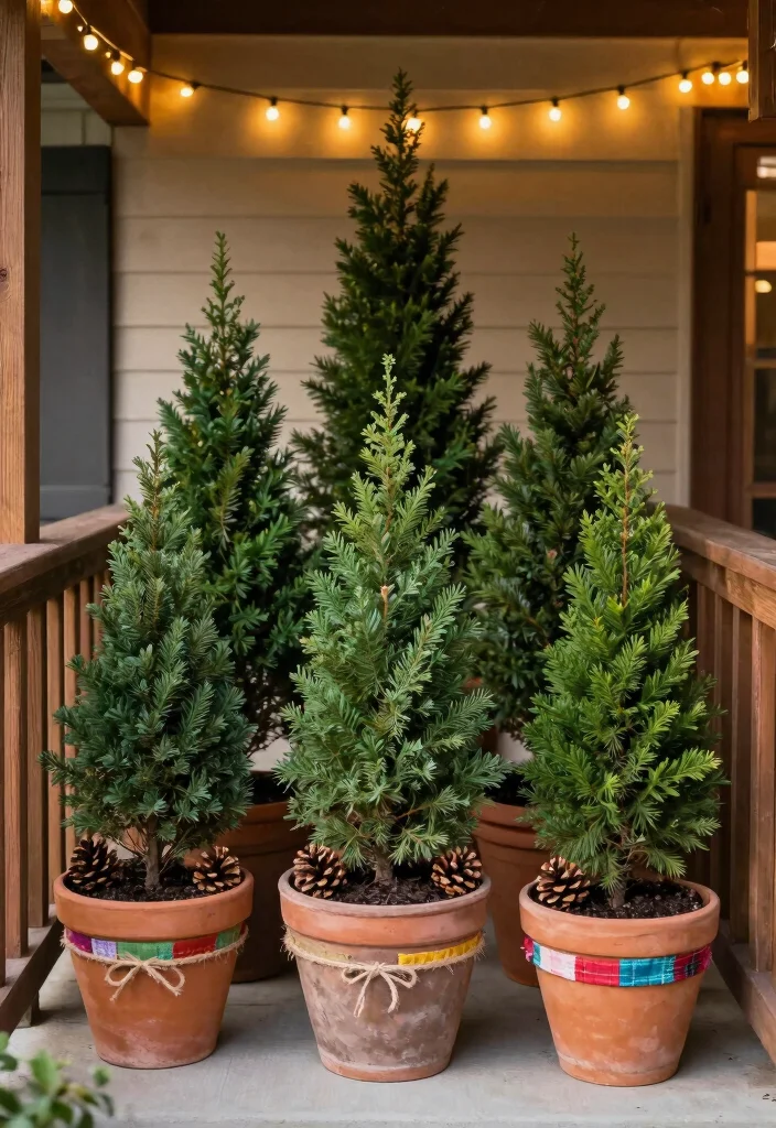 17 Holiday Front Porch Decor Ideas That Sparkle Bright 1 17 Holiday Front Porch Decor Ideas That Sparkle Bright - 1. Potted Evergreen Wonders 1