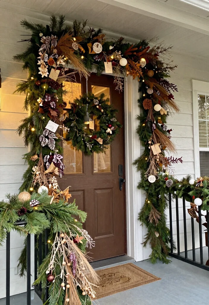 17 Holiday Front Porch Decor Ideas That Sparkle Bright 12 17 Holiday Front Porch Decor Ideas That Sparkle Bright - 12. Nature-Inspired Garlands 1