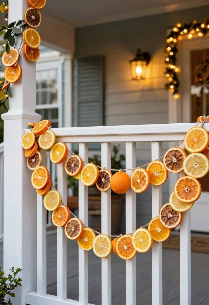 17 Holiday Front Porch Decor Ideas That Sparkle Bright 15 17 Holiday Front Porch Decor Ideas That Sparkle Bright - 15. Dried Citrus Garland 1