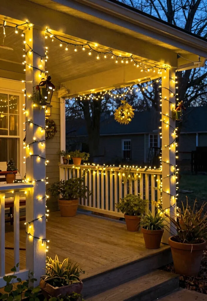 17 Holiday Front Porch Decor Ideas That Sparkle Bright 6 17 Holiday Front Porch Decor Ideas That Sparkle Bright - 6. Eco-Friendly String Lights 1