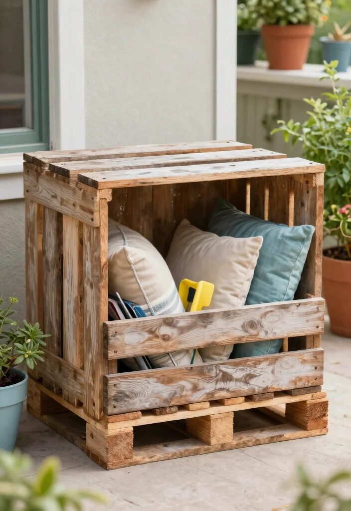 17 Pallet Patio Furniture Ideas With DIY Style 10 17 Pallet Patio Furniture Ideas With DIY Style - 10. Pallet Storage Box 1
