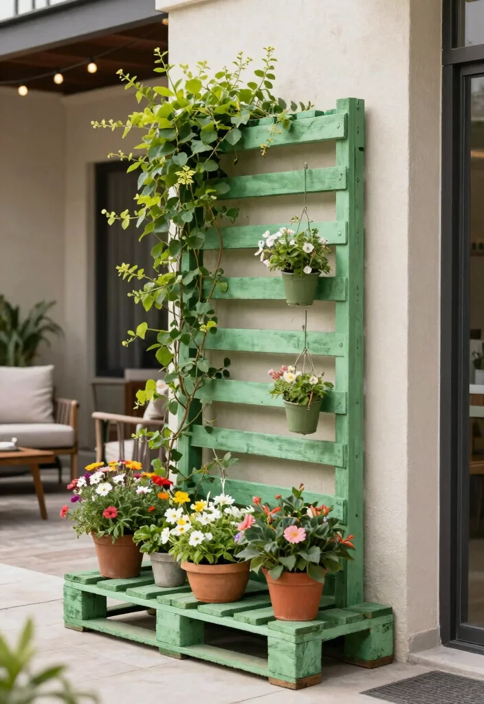 17 Pallet Patio Furniture Ideas With DIY Style 11 17 Pallet Patio Furniture Ideas With DIY Style - 11. Pallet Garden Trellis 1